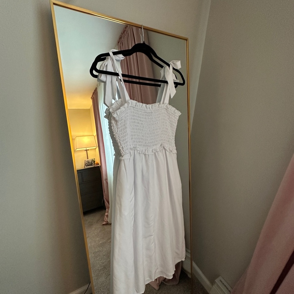 White Smoked Midi Summer Dress